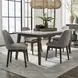 Edison Brownstone and Gray Wash Upholstered 5 Piece Faux White Marble Top Dining Set