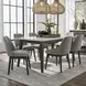 Edison Brownstone and Gray Wash Upholstered 7 Piece Faux White Marble Top Dining Set