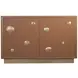 Melange Brown and Gold Upholstered 2 Door Hall Chest