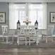 Harvest Fields Weathered White and Sandstone 7 Piece Extendable Trestle Base Dining Set