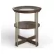 Kingsmere Walnut and Tarnished Silver Round Glass Top End Table
