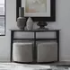 Capri Textured Taupe Upholstered Wedge Ottoman with Casters