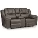 Windsley Driftwood 82" Reclining Loveseat with Console