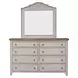 Farmhouse Reimagined Antique White and Chestnut 8 Drawer Dresser with Mirror