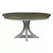 Renewed Farmhouse Antique White and Chestnut Upholstered 5 Piece Extendable Pedestal Base Dining Set
