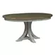 Renewed Farmhouse Antique White and Chestnut Upholstered 5 Piece Extendable Pedestal Base Dining Set