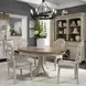 Renewed Farmhouse Antique White and Chestnut Upholstered 5 Piece Extendable Pedestal Base Dining Set