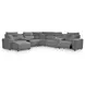 Modmax II Salt and Pepper Performance Fabric 7 Piece Modular Power Reclining LAF Chaise Sectional with USB Charging