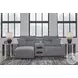 Modmax Salt And Pepper Performance Fabric 3 Piece Power Reclining Sectional with LAF Chaise And Audio Console