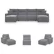 Modmax Salt And Pepper Performance Fabric 4 Piece Power Reclining Sectional with Chaise
