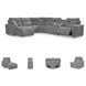 Modmax Salt And Pepper Performance Fabric 6 Piece Power Reclining Sectional with LAF Chaise