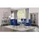 Varian Blue Fabric and Antique Platinum Side Chair with Nailhead Trim