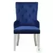 Varian Blue Fabric and Antique Platinum Side Chair with Nailhead Trim