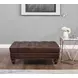 Waverly Caramel Leather Upholstered Rectangular Ottoman with Nailhead Trim