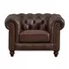 Waverly Caramel Leather Upholstered Accent Chair with Nailhead Trim