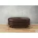 Bexley Caramel Leather Upholstered Oval Ottoman with Nailhead Trim