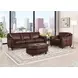 Bexley Caramel Leather Upholstered Oval Ottoman with Nailhead Trim