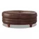 Bexley Caramel Leather Upholstered Oval Ottoman with Nailhead Trim