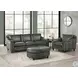 Bexley Ash Leather Upholstered Oval Ottoman with Nailhead Trim