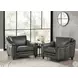 Bexley Ash Leather Upholstered Accent Chair with Nailhead Trim