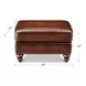 Kingswell Brown Leather Upholstered Rectangular Ottoman with Nailhead Trim