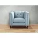 Elric Spa Blue Leather Upholstered Accent Chair