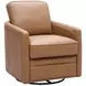 Turner Camel Leather Upholstered Swivel Glider Accent Chair