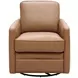 Turner Camel Leather Upholstered Swivel Glider Accent Chair