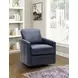 Turner Blue Leather Upholstered Swivel Glider Accent Chair