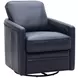 Turner Blue Leather Upholstered Swivel Glider Accent Chair