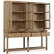 Driftwood Light Brown 4 Glass Door Display Sideboard with LED
