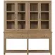 Driftwood Light Brown 4 Glass Door Display Sideboard with LED