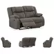 First Base Gunmetal 61" Reclining Loveseat