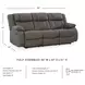 First Base Gunmetal 86" Reclining Sofa