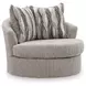 Jasmine Grove Fossil Upholstered Swivel Accent Chair with Pillow