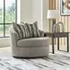 Jasmine Grove Fossil Upholstered Swivel Accent Chair with Pillow