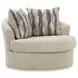 Jasmine Grove Oatmeal Upholstered Swivel Accent Chair with Pillow