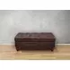 Waverly Caramel Leather Upholstered Rectangular Ottoman with Nailhead Trim