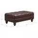 Waverly Caramel Leather Upholstered Rectangular Ottoman with Nailhead Trim