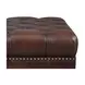 Waverly Caramel Leather Upholstered Rectangular Ottoman with Nailhead Trim