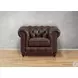 Waverly Caramel Leather Upholstered Accent Chair with Nailhead Trim