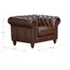 Waverly Caramel Leather Upholstered Accent Chair with Nailhead Trim