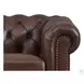 Waverly Caramel Leather Upholstered Accent Chair with Nailhead Trim