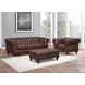 Waverly Caramel Leather Upholstered Accent Chair with Nailhead Trim