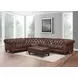 Waverly Caramel Leather 4 Piece Modular Sectional with Nailhead trim