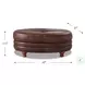 Bexley Caramel Leather Upholstered Oval Ottoman with Nailhead Trim