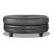 Bexley Ash Leather Upholstered Oval Ottoman with Nailhead Trim