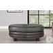 Bexley Ash Leather Upholstered Oval Ottoman with Nailhead Trim