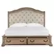 Marisol Fawn and Cream Queen Leather Upholstered Storage Sleigh Bed