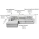 Contour Natural Off White 5 Piece Modular LAF Sectional with Pillows